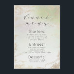 Menu Ombre Spring Green Gold Foil Frosted Chic Dîner<br><div class="desc">Ombre Printemps vert or huile Mariage aquarelle design avec peinture à la main lessive aquarelle fond pastel vert clair texture arrière - plan. A Chic and Modern Look for a spring or summer mariage, with soft pastel color palette : light pastel green, gold faux foil veins and details, and a...</div>