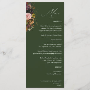 Menu Or Floral Rustique Or, Violet, & Rose 4 Grand Vert