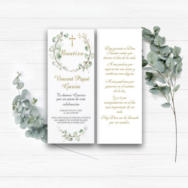 Menu Oraciones Cortas Bautizo Tarjeta (Créateur téléchargé)