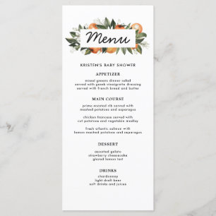 Menu Orange A Little Cutie est sur le Baby shower Way