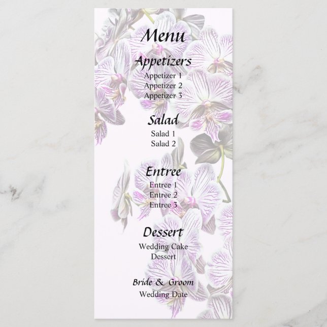 Menu Orchidées de Phalaenopsis rose et blanc (Devant)