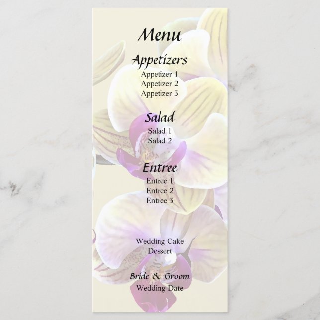 Menu Orchidées Pale Yellow et Magenta Phalaenopsis (Devant)