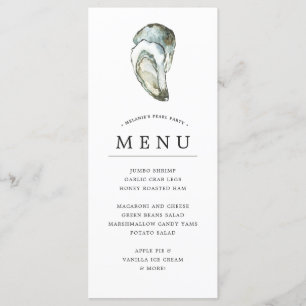 Menu Oyster Pearl  Thème Opal pour deux huîtres