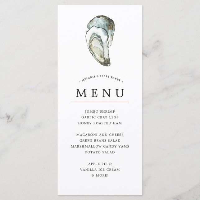 Menu Oyster Pearl| Thème Opal pour deux huîtres (Devant)
