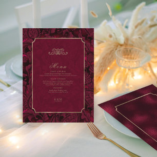 Menu Paisley Mariage officiel Burgundy ID767