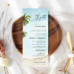 Menu Palm Tree Exotic Tropical Beach Mangeons Mariage<br><div class="desc">Ce menu de mariage élégant avec du texte personnalisé,  des scripts modernes et des palmiers ferait un merveilleux ajout à votre fête! Modifiez facilement le texte en cliquant sur l'option "personnaliser ce modèle".</div>
