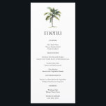 Menu Palm Tree minimal Mariage de plage tropicale<br><div class="desc">Mimimal Tropical Beach Wedding Menu avec un palmier peint à la main. Customisez votre propre menu mariage à l'aide du modèle fourni.</div>