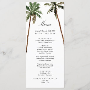 Menu Palm Tree Tropical Island Minimal Beach Wedding