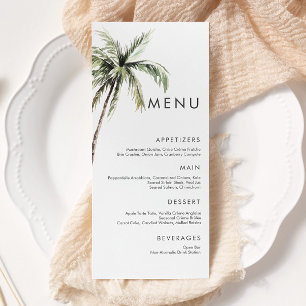 Menu Palm Tree Tropical Mariage minimal