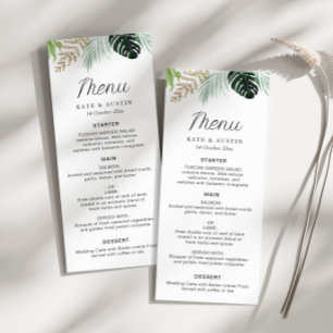Menu palmier tropical feuille verdure fleurie mariage