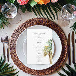 Menu Palmiers tropicaux Mariage moderne<br><div class="desc">Laissez-vous surprendre par notre menu de mariage moderne Tropical Palm Trees pour célébrer votre fête mariage. Ce design époustouflant présente un ensemble de palmiers d'aquarelle vert et marron, créant une atmosphère tropicale et captivante. Idéal pour les mariages de plage ou de destination, ce menu saisit sans effort l'essence d'un mariage...</div>
