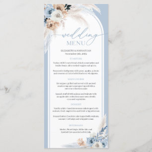 Menu Pampa floral bleu poussiéreux en arc de Boho fleur