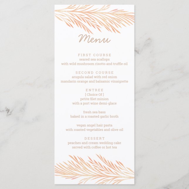 Menu Pampas Grass Mariage Floral Trend Réception Chic (Devant)