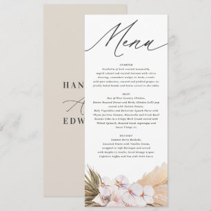Menu Pampas herbe botanique moderne script bohème