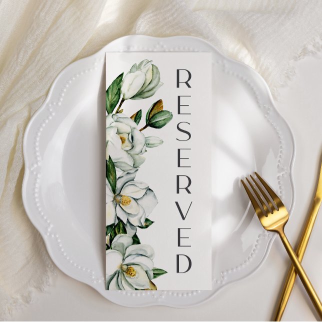 Menu Panneau blanc Magnolia Floral Russe Chaise Mariage (Créateur téléchargé)