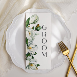 Menu Panneau blanc Magnolia Floral Russe Chaise Mariage