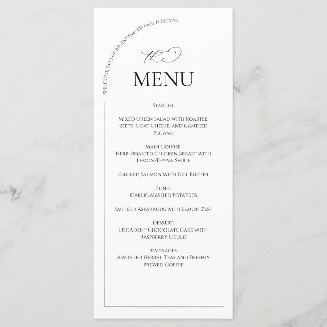 Menu Panneau de bienvenue de mariage à arche classique  (Devant)