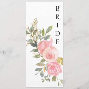 Menu Panneau de chaise floral rose pâle aquarelle luxur