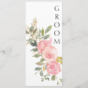 Menu Panneau de chaise floral rose pâle aquarelle luxur