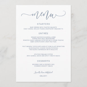 Menu Papeterie de mariage en calligraphie rebondissante