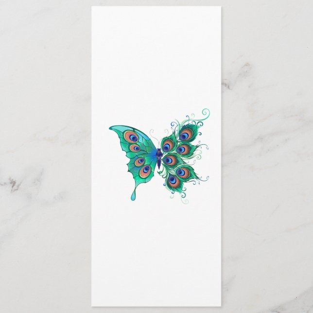 Menu Papillon aux plumes de paon vert (Devant)