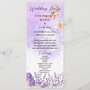 Menu Papillon Bleu Élégant Mariage Aquarelle Rustique