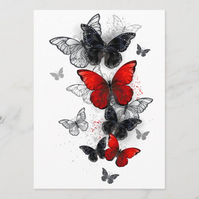 Menu Papillons noirs et rouges volants (Devant)
