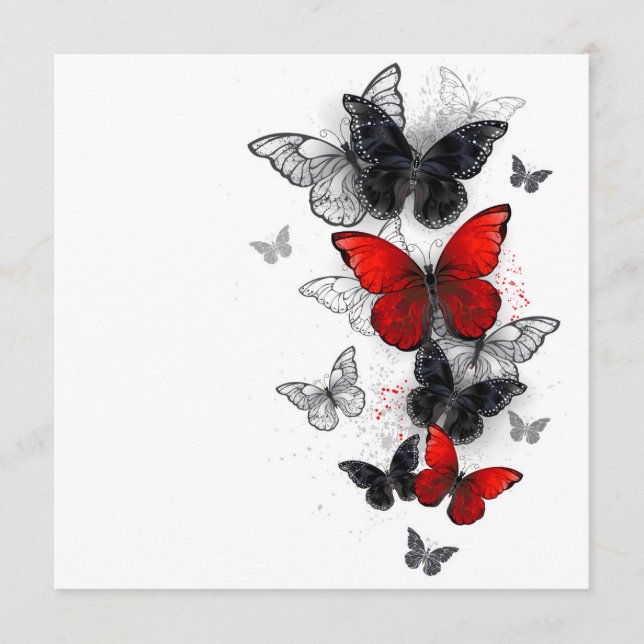 Menu Papillons noirs et rouges volants (Devant)