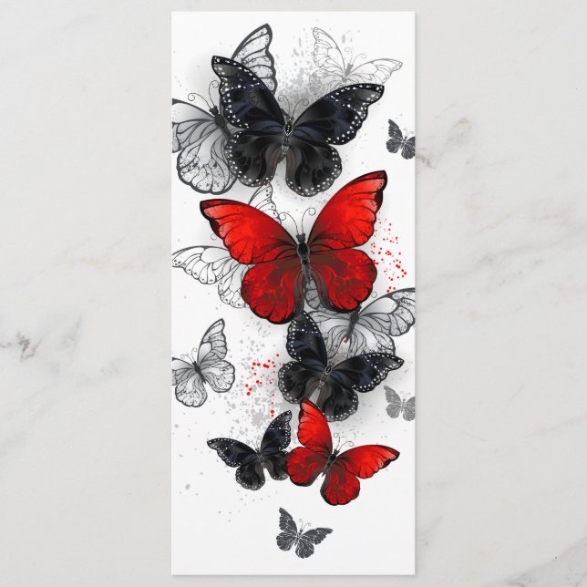 Menu Papillons noirs et rouges volants (Devant)