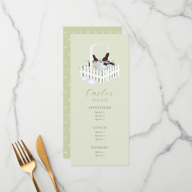 Menu Pâques Panier de lapin au chocolat (Devant/Arrière en situation)