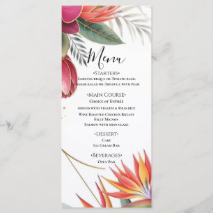 Menu Paradis Floral Tropical Mariage Or Botanique