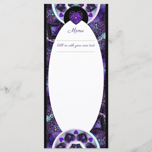 Menu Parapluie violet & coeurs .7 (Devant)