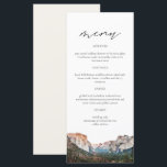 Menu Parc national YOSEMITE Skyline Watercolor Mariage<br><div class="desc">Ce menu présente une aquarelle représentant le parc national Yosemite Valley. Ce menu est parfait pour votre destination ou mariage de parc national.</div>