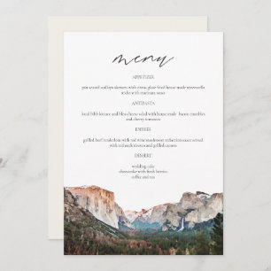 Menu Parc national YOSEMITE Skyline Watercolor Mariage