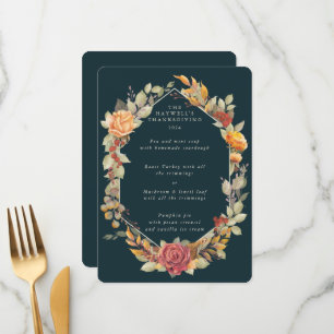 Menu Parcours 3 Plat à cadre floral Thanksgiving