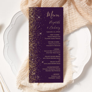 Menu Parties scintillant dorée moderne Mariage violet f