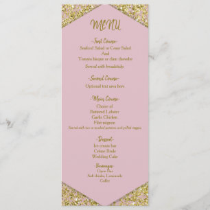 Menu Parties scintillant en or rose chic noir Flakes Gl