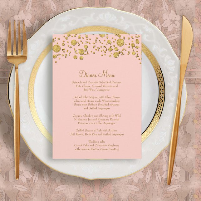 Menu Parties scintillant Gold Leaf Confetti Dot Elégant (Créateur téléchargé)