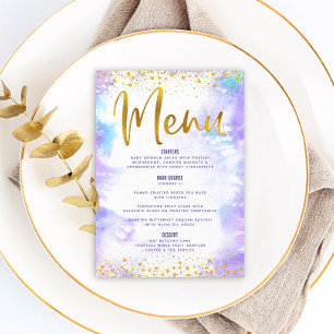 Menu Parties scintillant or bat mitzvah Aquarelle viole