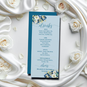 Menu Parties scintillant or bleu Dusty Floral Mariage B