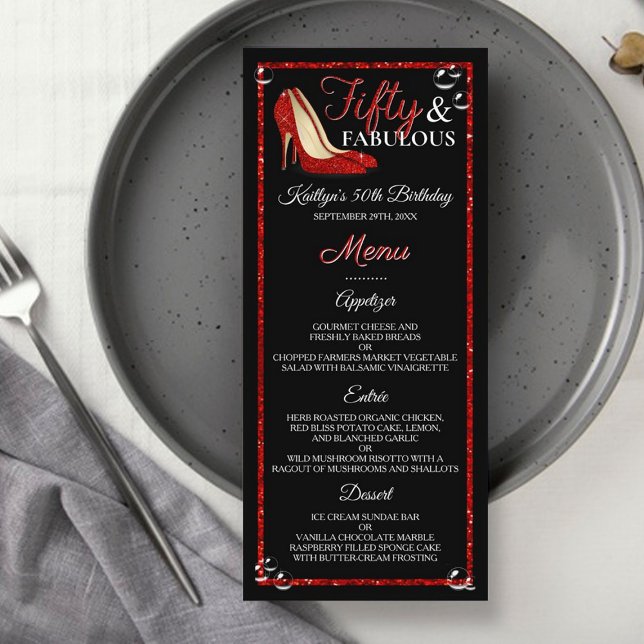 Menu Parties scintillant rouge talons hauts | Cinquante (Créateur téléchargé)