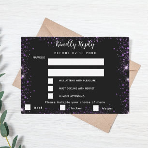 Menu parties scintillant violet noir choisir maria