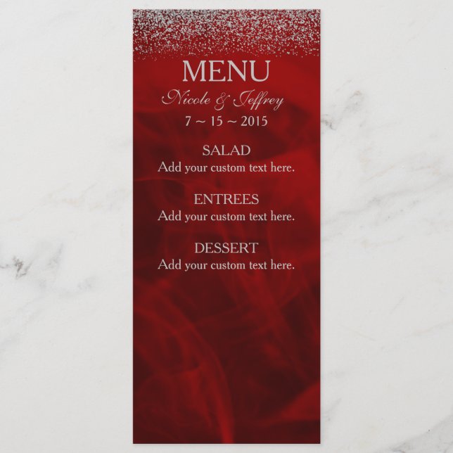 Menu Parties scintillantes argentées élégantes sur le (Devant)