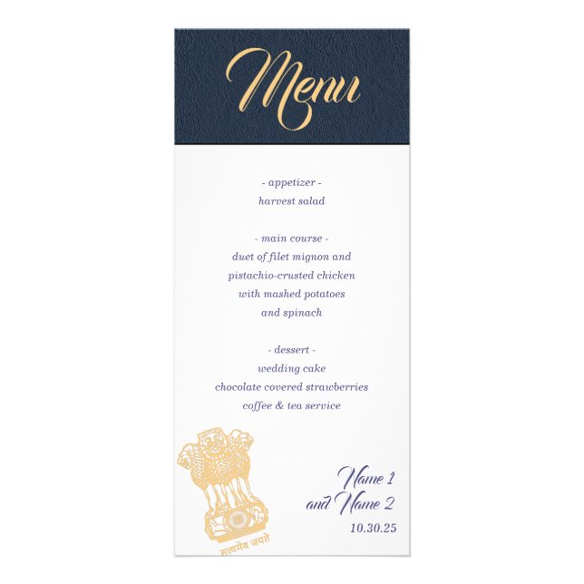 Menu Passeport de la Marine Blue India (Devant)