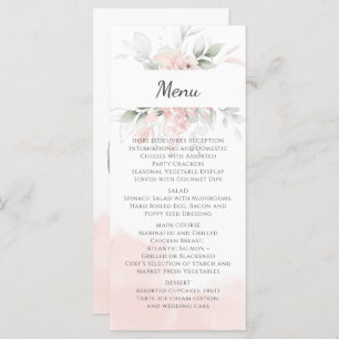 Menu Pastel Pink and Green Roses Wedding
