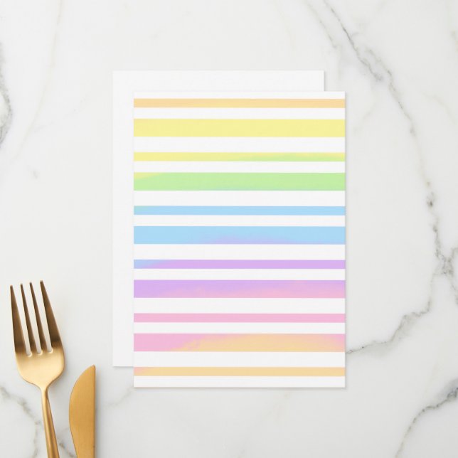 Menu Pastel Rainbow Stripes Blur Art Design Abstrait (Devant/Arrière en situation)