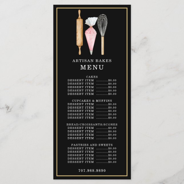 Menu Pâtissier Chef Pâtissier Ustensiles de Cuisine Noi (Devant)