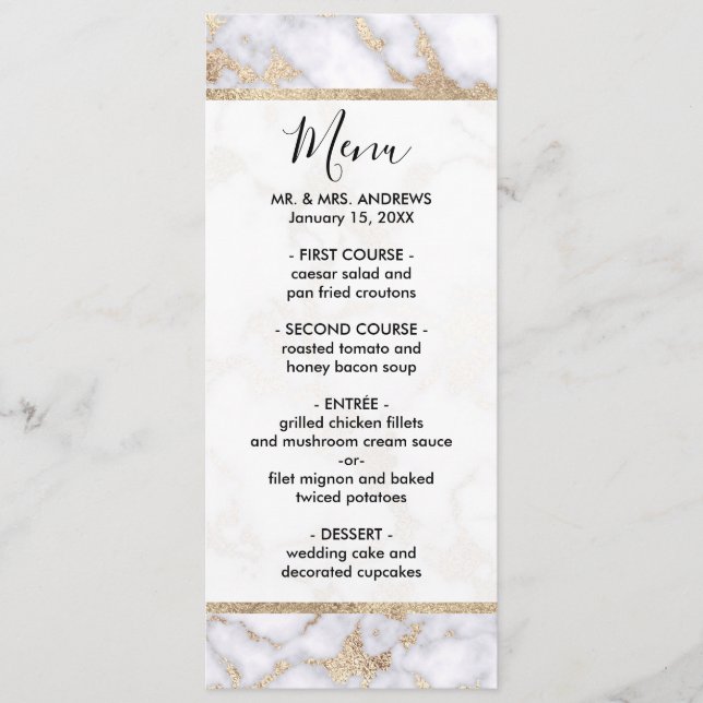 Menu Pattern de Chic White Gold Foil (Devant)