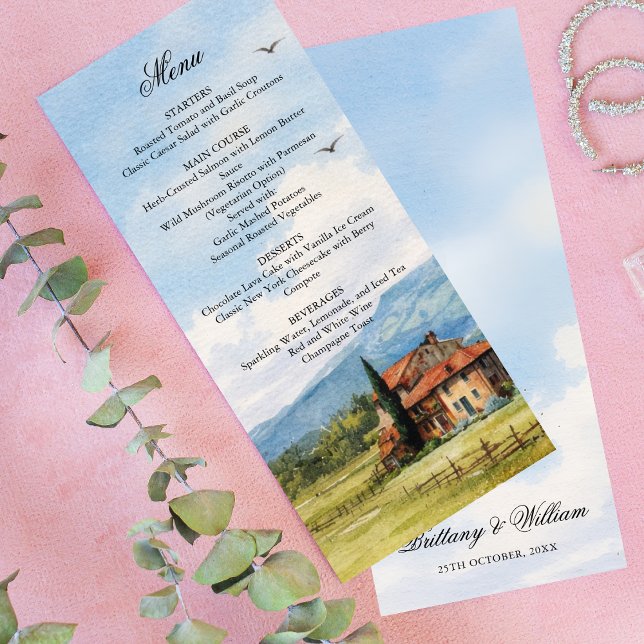 Menu Paysage de la Campagne Toscane Mariage  (Créateur téléchargé)