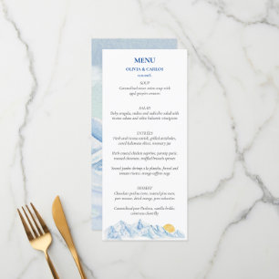 Menu Paysage de montagne d'aquarelle Mariage rustique